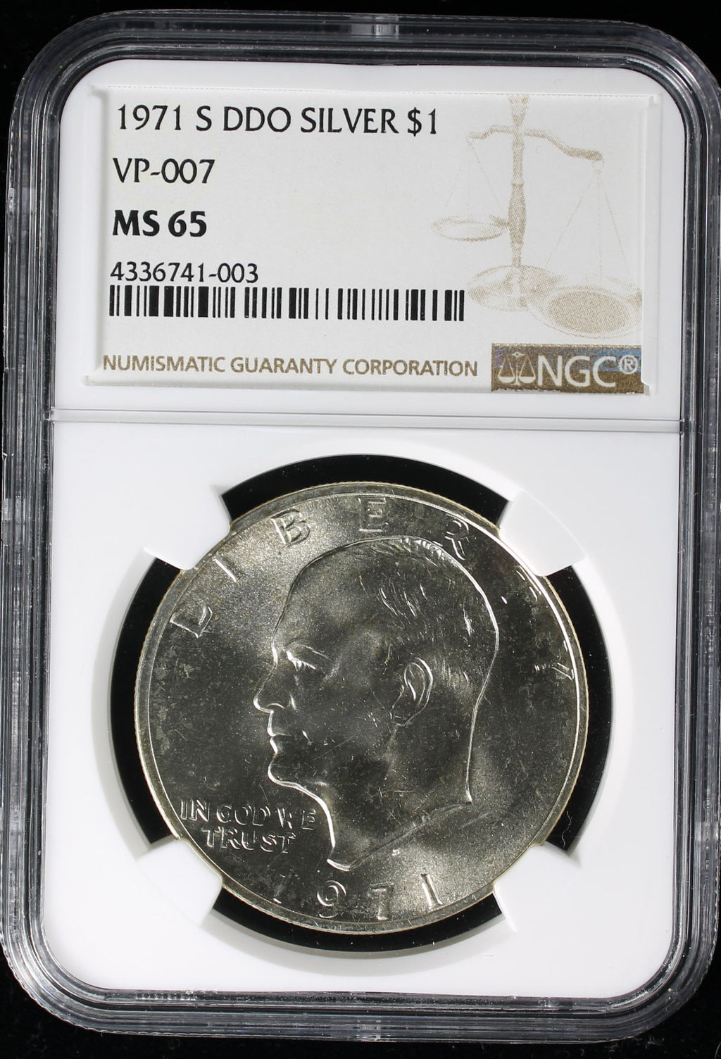 1971-S Eisenhower Silver Dollar $1 NGC MS65 DDO VP-007