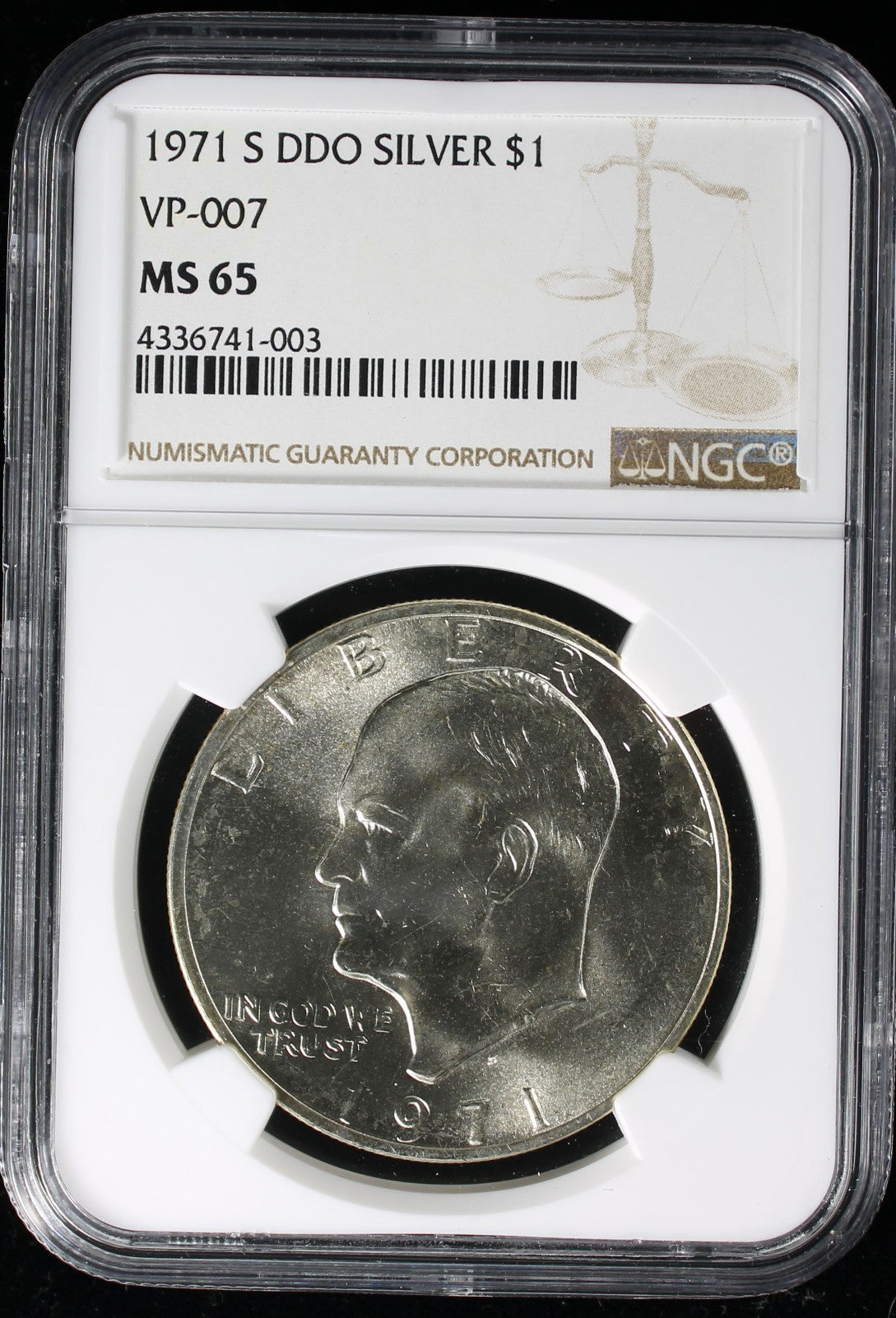 1971-S Eisenhower Silver Dollar $1 NGC MS65 DDO VP-007