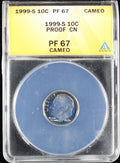1999-S Proof Roosevelt Dime 10c ANACS PR67 CAMEO