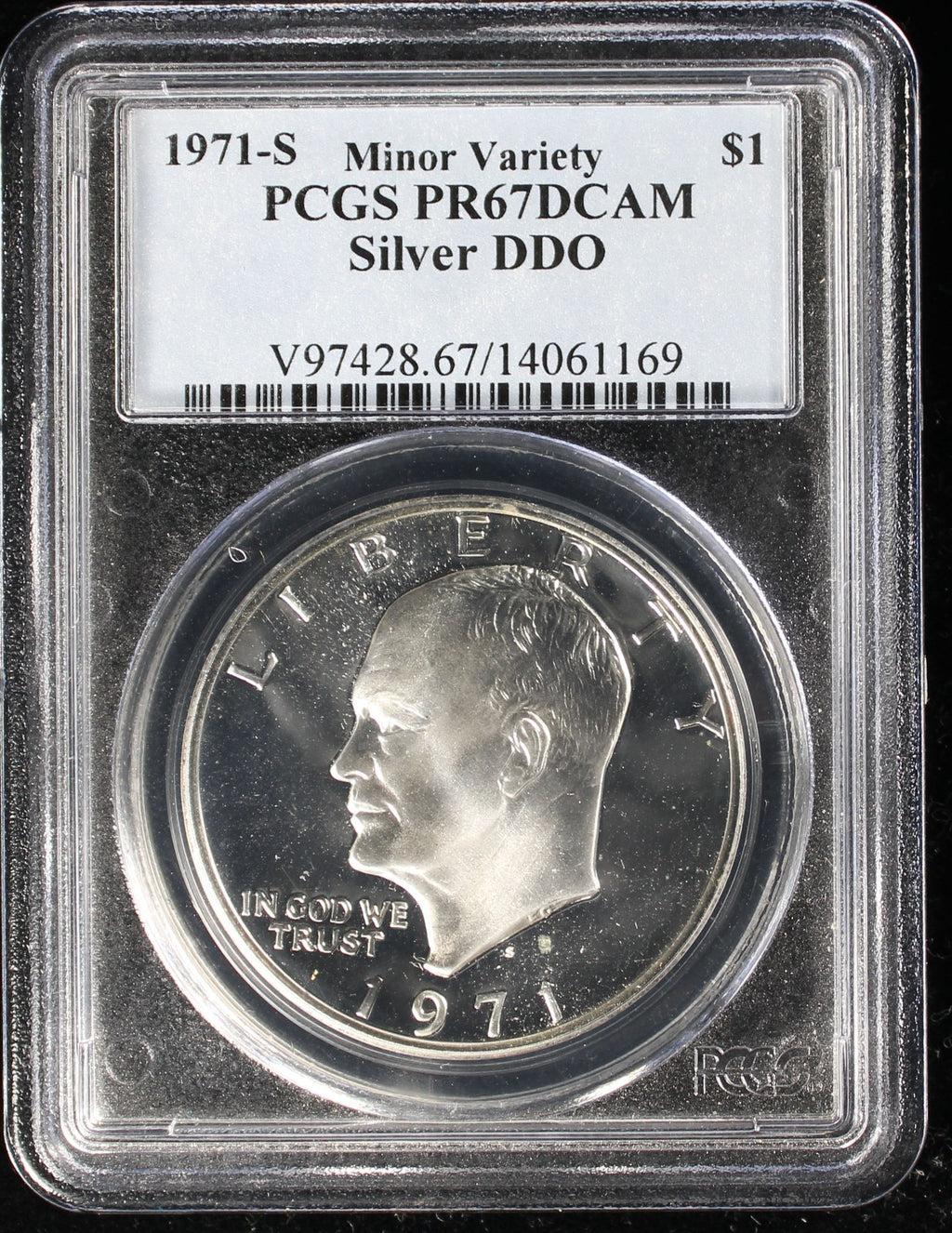 1971-S Eisenhower Silver Dollar $1 PCGS PR67 Deep Cameo DDO