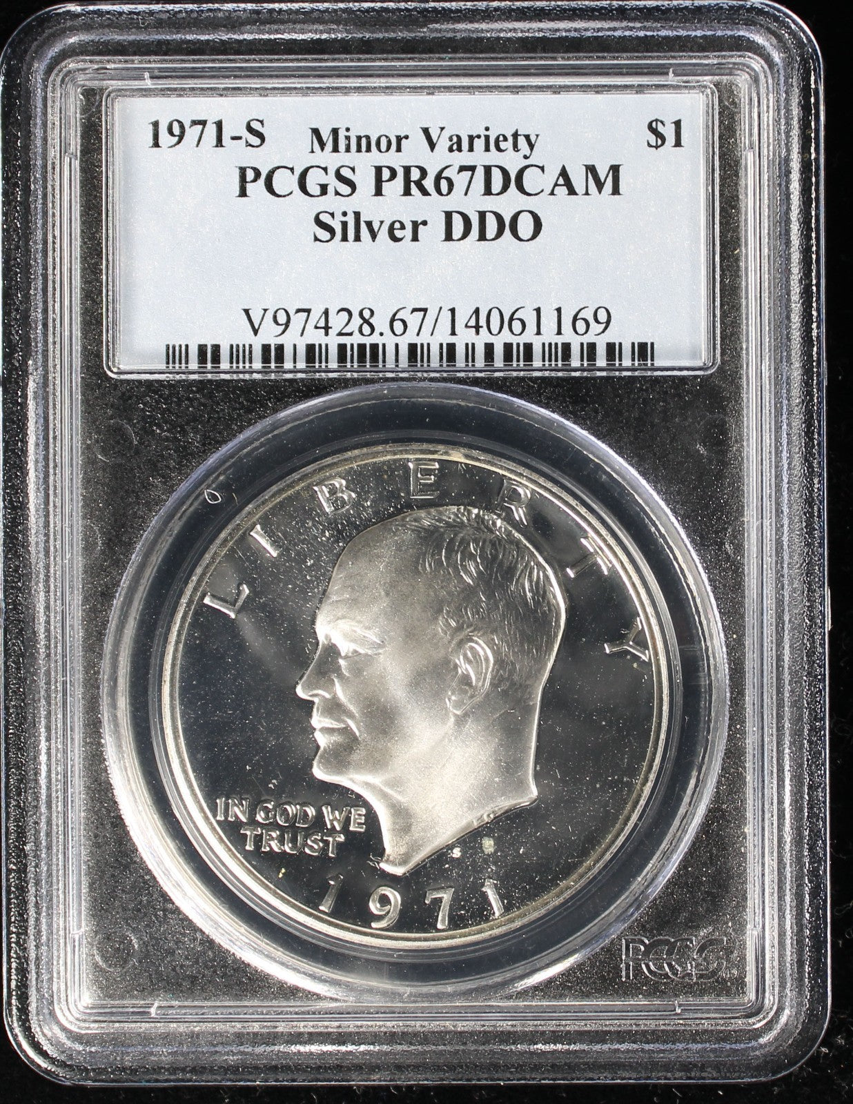 1971-S Eisenhower Silver Dollar $1 PCGS PR67 Deep Cameo DDO
