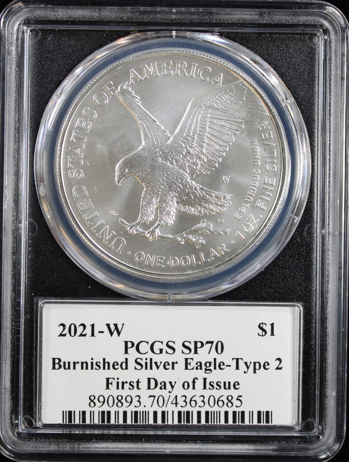 2021-W T2 Silver Eagle PCGS MS70 Damstra Signed First Day of Issue