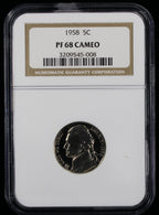1958 Jefferson Proof Nickel 5c NGC PF68 Cameo