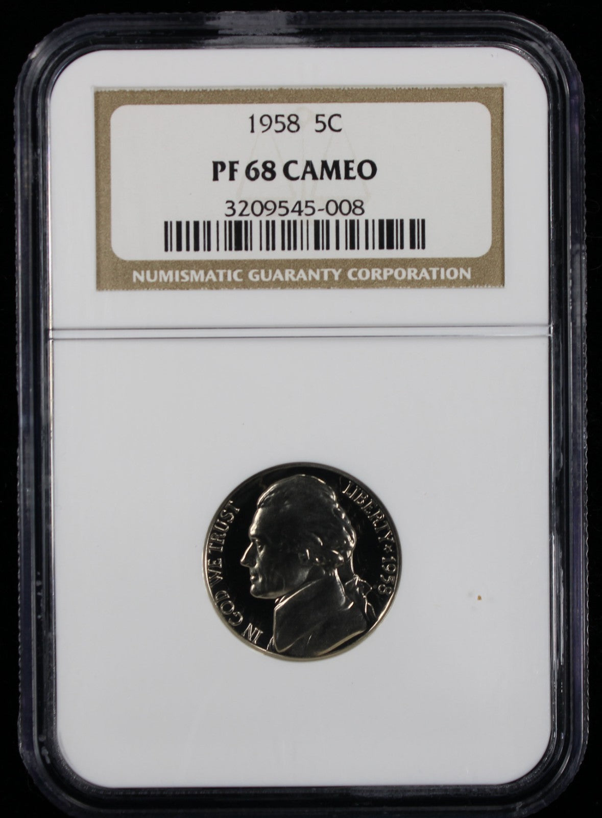 1958 Jefferson Proof Nickel 5c NGC PF68 Cameo